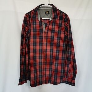 Lee Long Sleeve Plaid Flannel Button Down Shirt in Red/Black Sz M Open To Offers